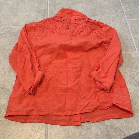 Women's Coral Button-Up Top - Picture 2 of 3